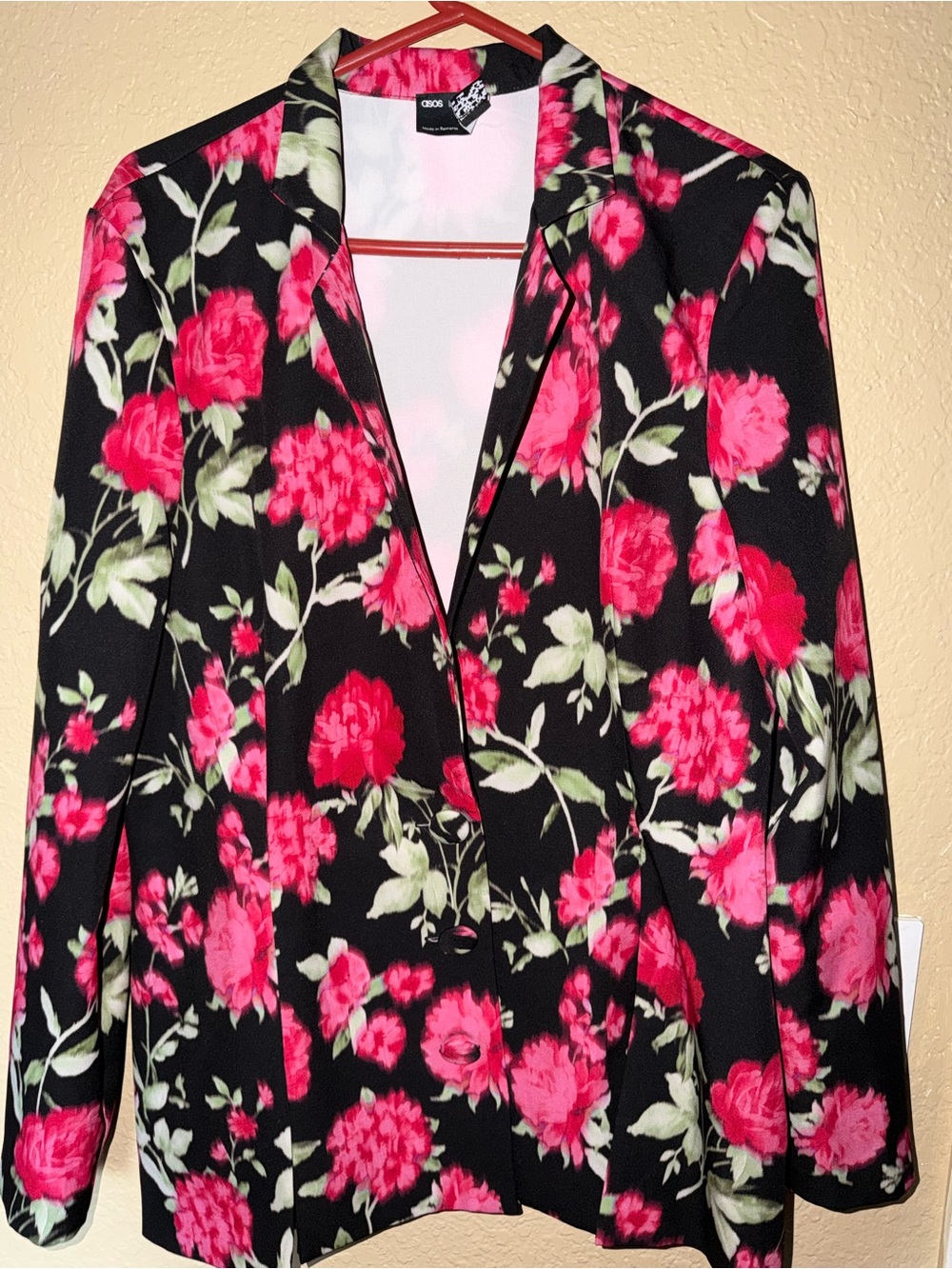 ASOS Black Blazer with Bright Pink Floral Print
